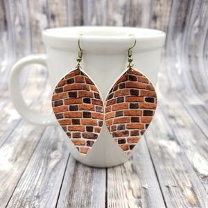 Brick Wall Canvas print Faux Leather Earrings!